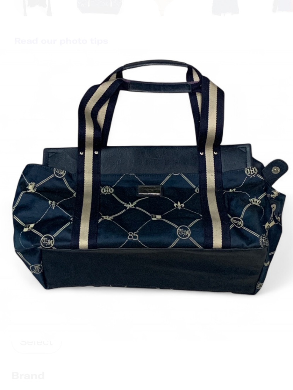 Y2K Tommy Hilfiger Patterned Tote Bag with Short Handles